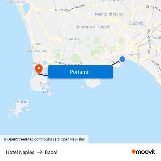 Hotel Naples to Bacoli map