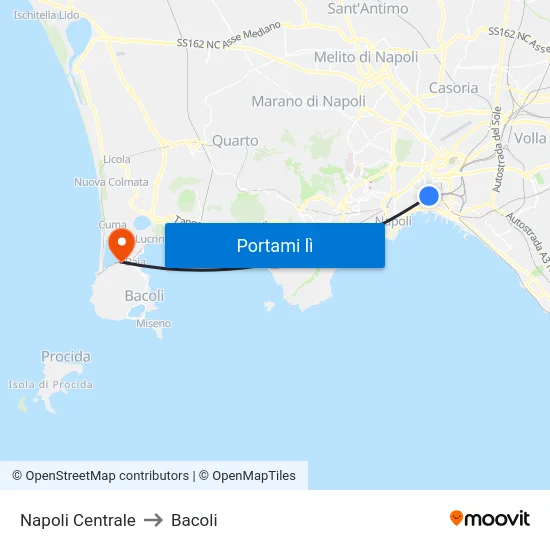 Napoli Centrale to Bacoli map