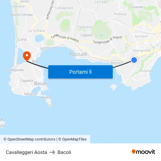 Cavalleggeri Aosta to Bacoli map