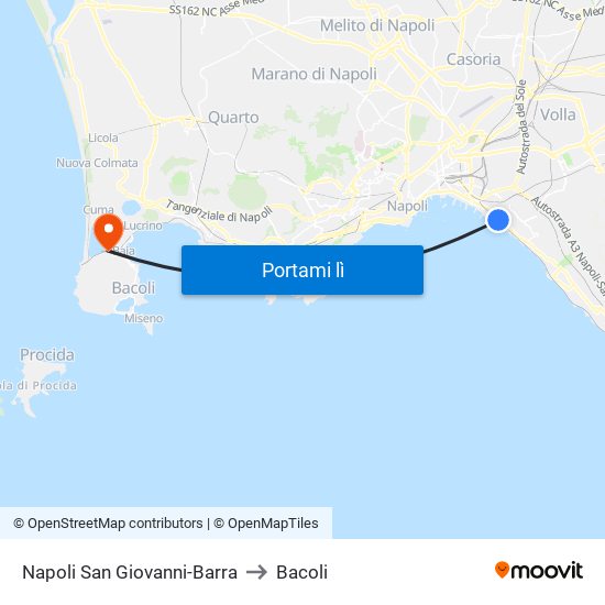 Napoli San Giovanni-Barra to Bacoli map