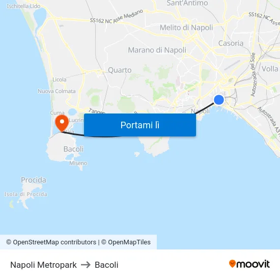 Napoli Metropark to Bacoli map