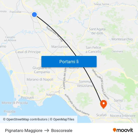 Pignataro Maggiore to Boscoreale map