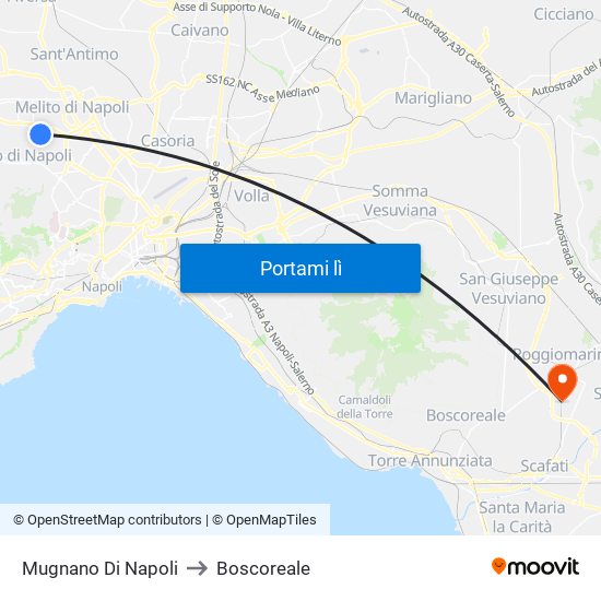 Mugnano Di Napoli to Boscoreale map