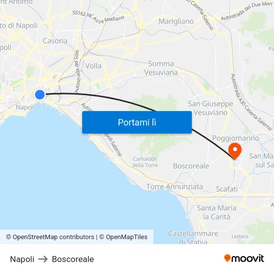 Napoli to Boscoreale map
