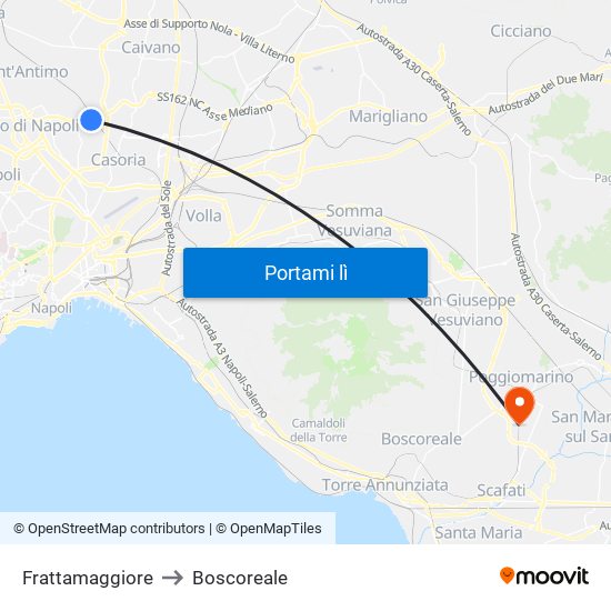 Frattamaggiore to Boscoreale map