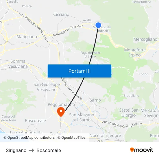Sirignano to Boscoreale map