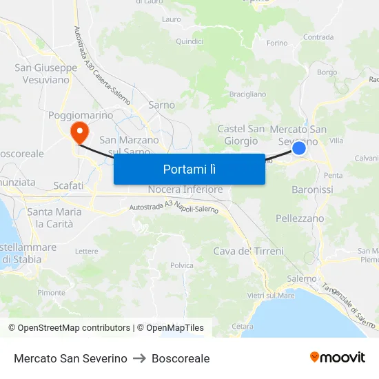 Mercato San Severino to Boscoreale map
