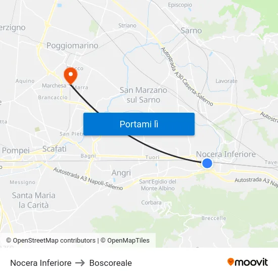 Nocera Inferiore to Boscoreale map