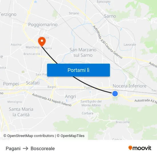 Pagani to Boscoreale map