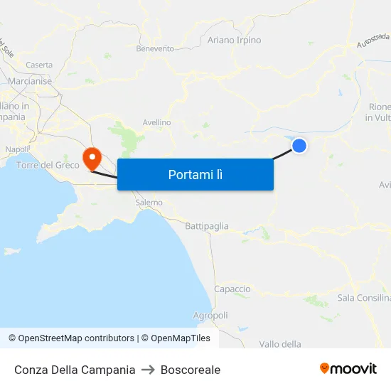 Conza Della Campania to Boscoreale map