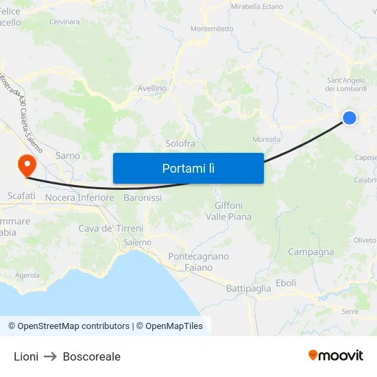 Lioni to Boscoreale map