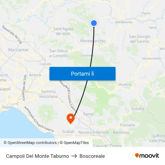 Campoli Del Monte Taburno to Boscoreale map
