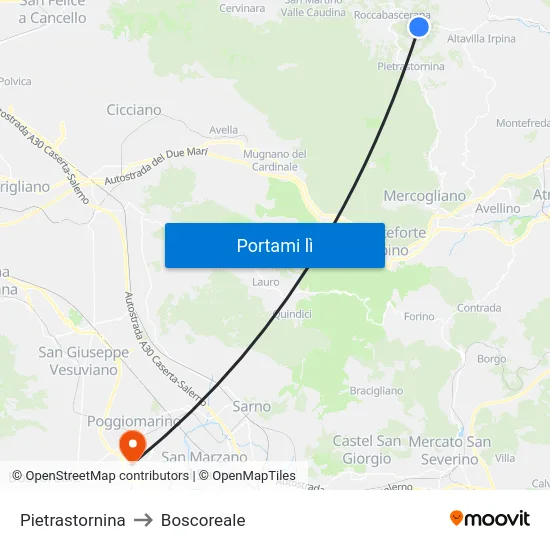 Pietrastornina to Boscoreale map