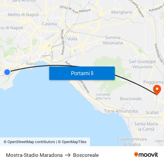 Mostra-Stadio Maradona to Boscoreale map