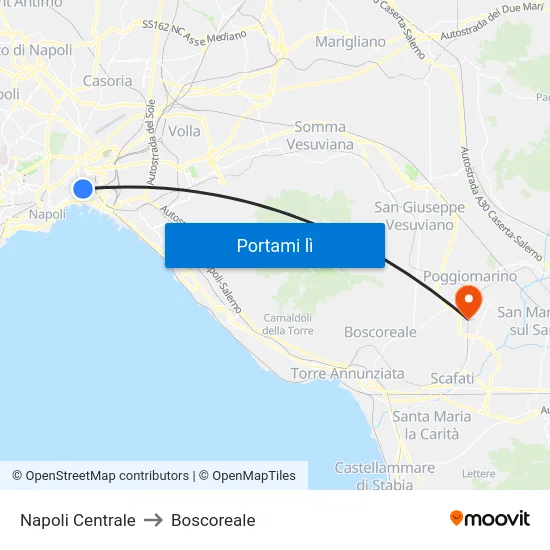 Napoli Centrale to Boscoreale map