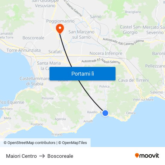 Maiori Centro to Boscoreale map