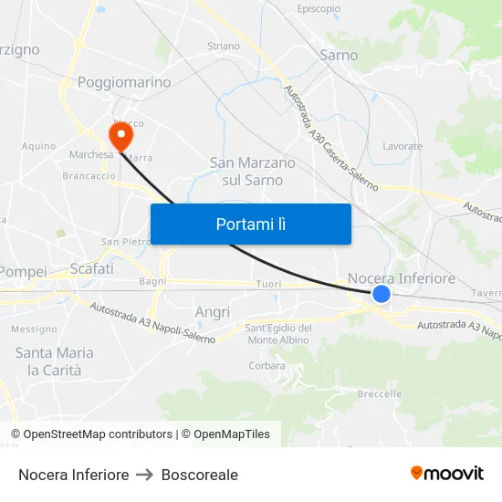 Nocera Inferiore to Boscoreale map