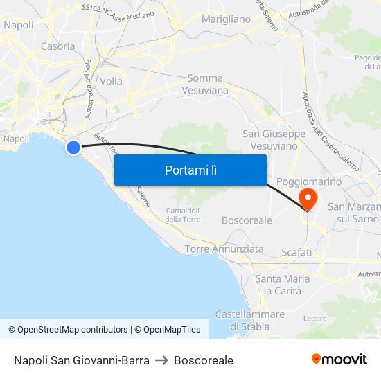 Napoli San Giovanni-Barra to Boscoreale map