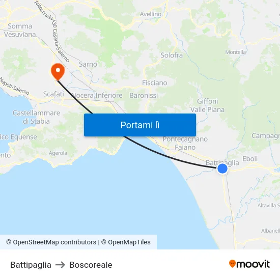 Battipaglia to Boscoreale map