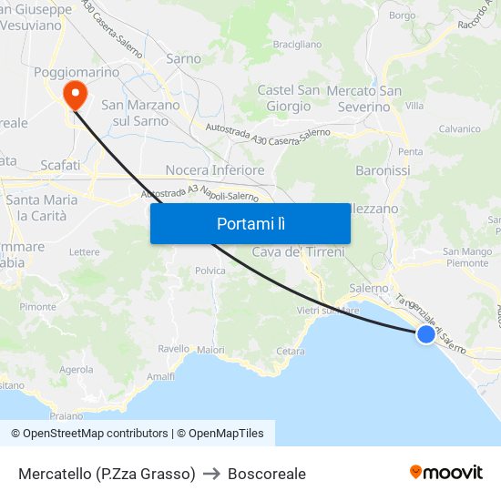 Mercatello (P.Zza Grasso) to Boscoreale map