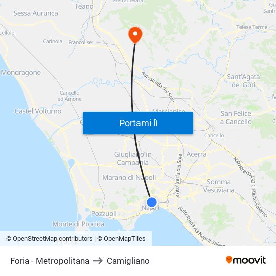 Foria - Metropolitana to Camigliano map