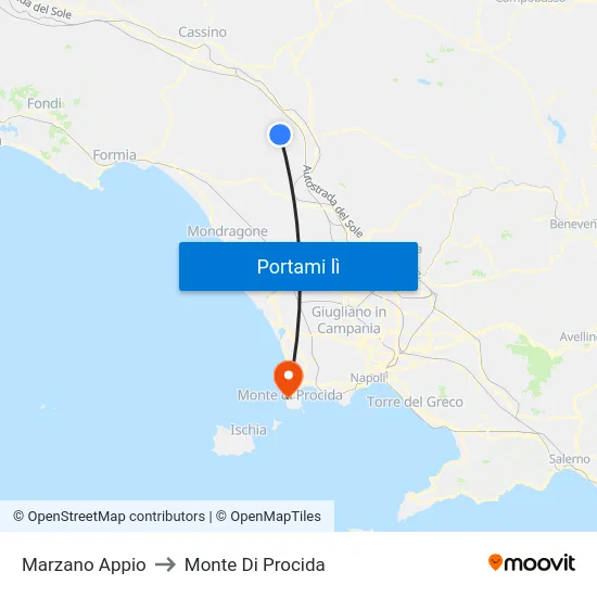Marzano Appio to Monte Di Procida map