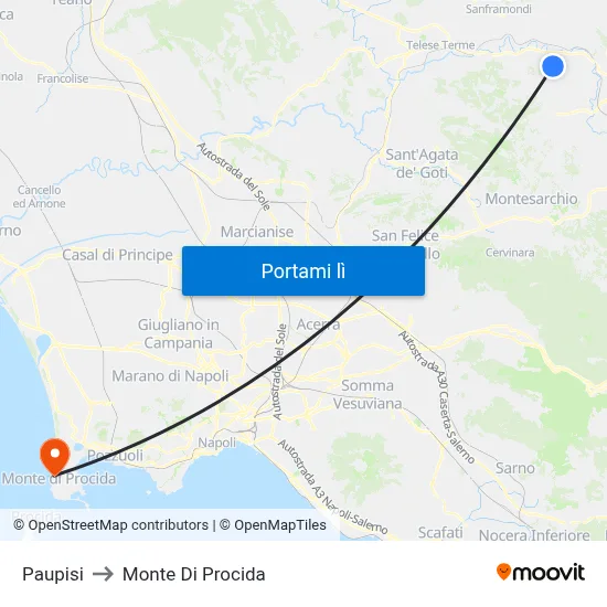 Paupisi to Monte Di Procida map