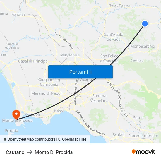 Cautano to Monte Di Procida map