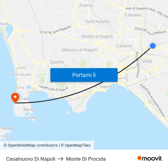 Casalnuovo Di Napoli to Monte Di Procida map