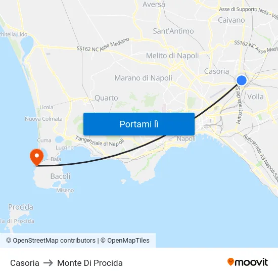 Casoria to Monte Di Procida map