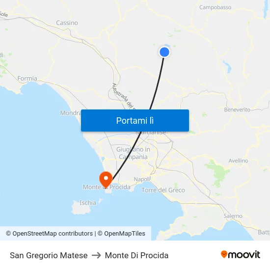 San Gregorio Matese to Monte Di Procida map