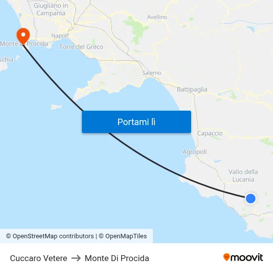 Cuccaro Vetere to Monte Di Procida map