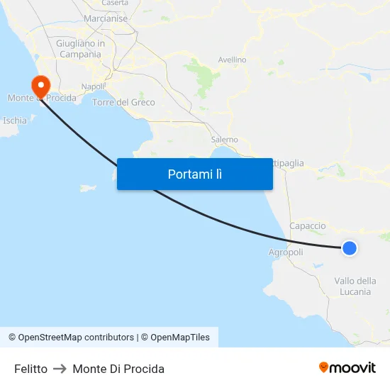 Felitto to Monte Di Procida map
