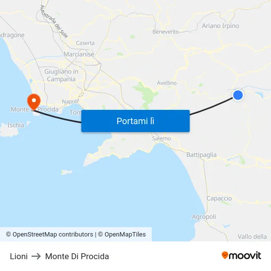 Lioni to Monte Di Procida map