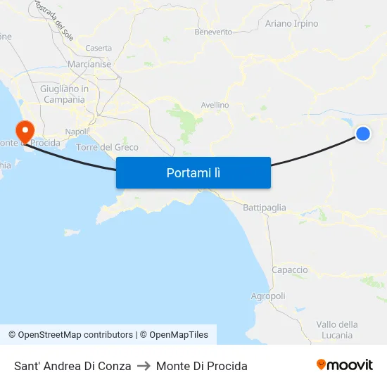 Sant' Andrea Di Conza to Monte Di Procida map
