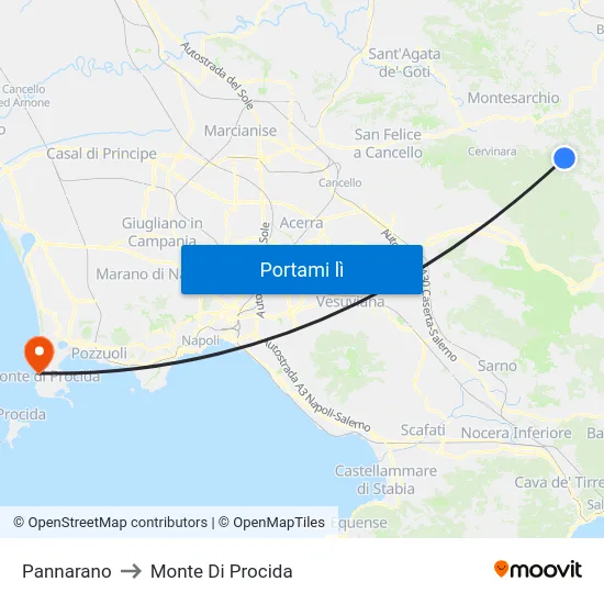 Pannarano to Monte Di Procida map