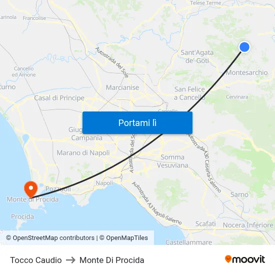 Tocco Caudio to Monte Di Procida map