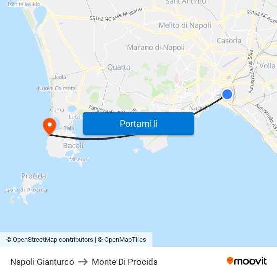 Napoli Gianturco to Monte Di Procida map