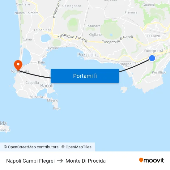 Napoli Campi Flegrei to Monte Di Procida map