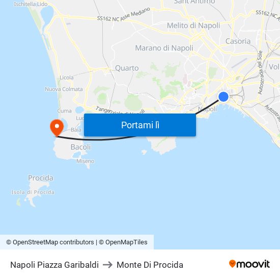 Napoli Piazza Garibaldi to Monte Di Procida map