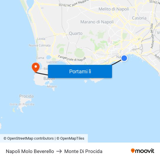 Napoli Molo Beverello to Monte Di Procida map