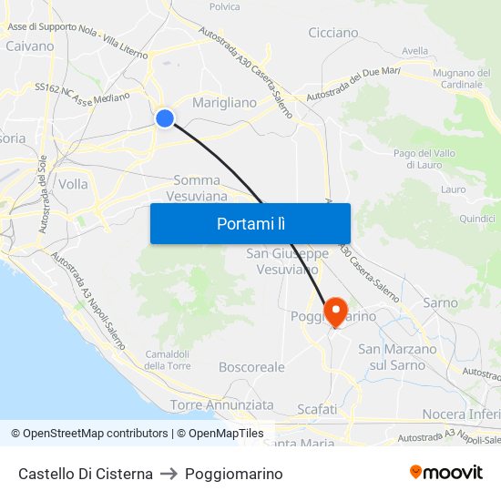 Castello Di Cisterna to Poggiomarino map