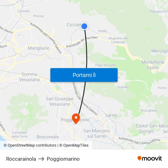 Roccarainola to Poggiomarino map