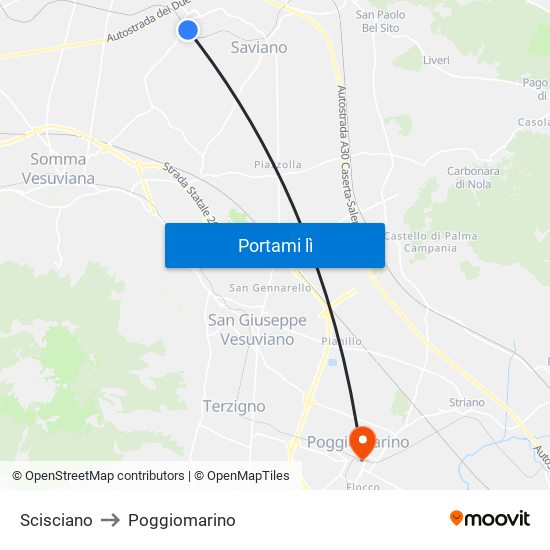 Scisciano to Poggiomarino map