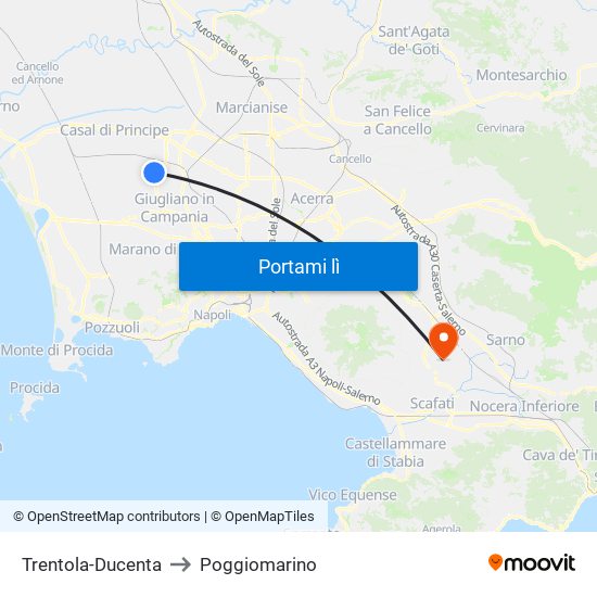 Trentola-Ducenta to Poggiomarino map