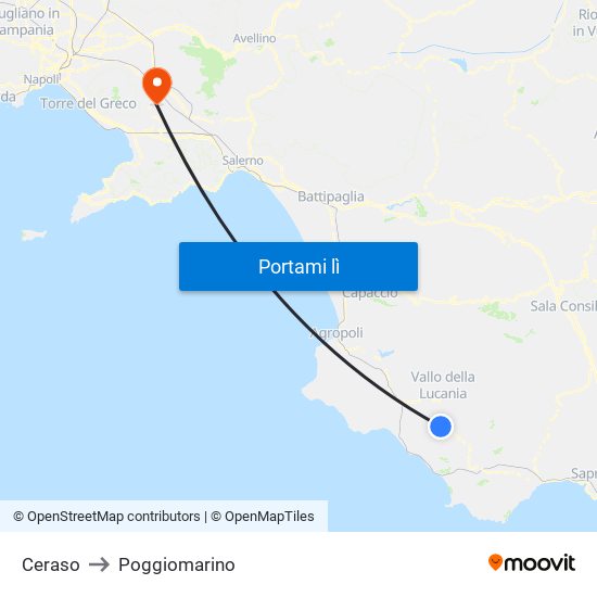 Ceraso to Poggiomarino map