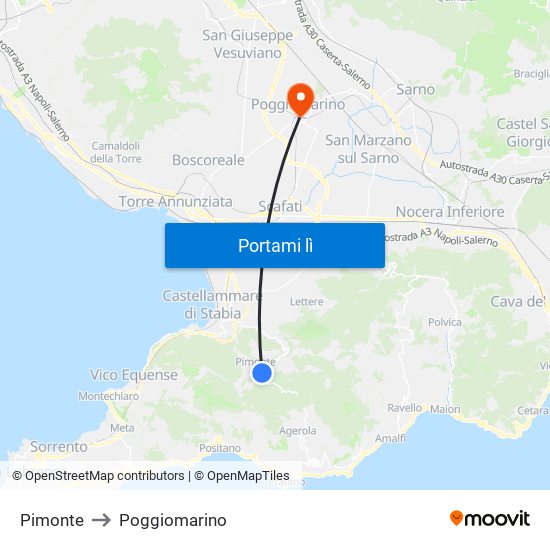 Pimonte to Poggiomarino map