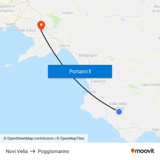 Novi Velia to Poggiomarino map