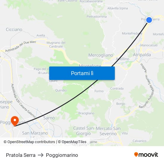 Pratola Serra to Poggiomarino map