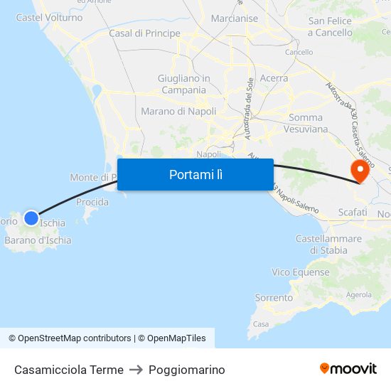 Casamicciola Terme to Poggiomarino map